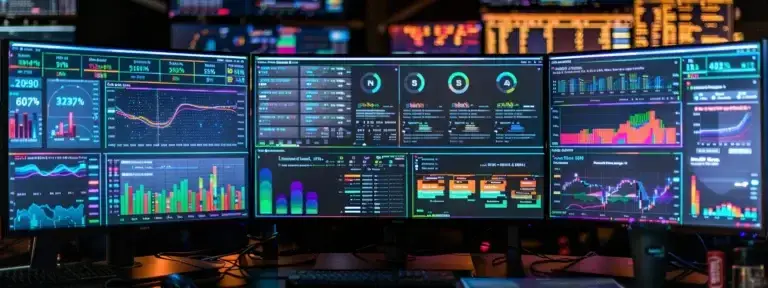a computer screen displaying colorful graphs and charts showing various seo kpis and data metrics.