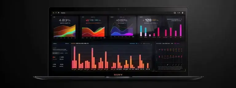 a laptop displaying a property website's analytics dashboard with a colorful graph showing a significant increase in rankings after a technical seo audit.