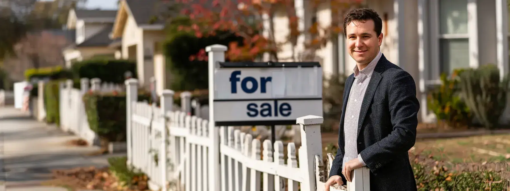 a real estate investor standing next to a prominently displayed a real estate investor standing next to a prominently displayed