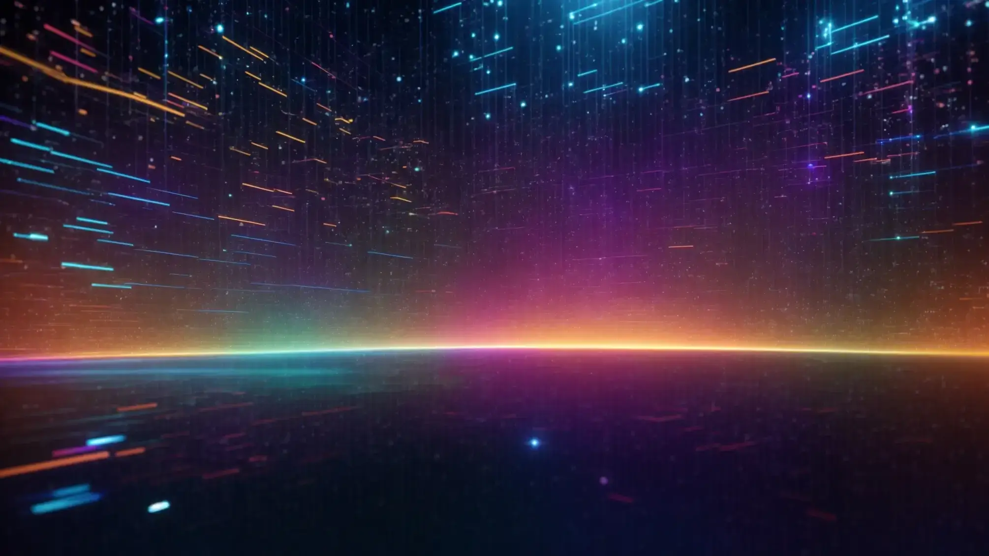 a vibrant, abstract representation of a digital landscape filled with interconnected keywords and phrases, illuminated by a glowing network of data streams, symbolizing the dynamic world of seo enhancement.