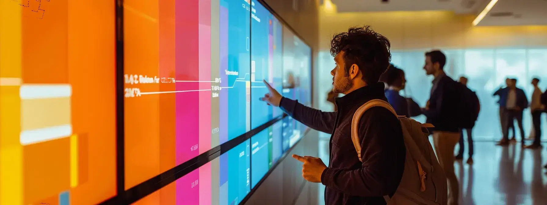 a vibrant, interactive digital screen displaying colorful heatmaps overlays in a modern office setting, illustrating user engagement patterns on a realtor website, emphasizing the critical role of data visualization in boosting sales and enhancing user experience.