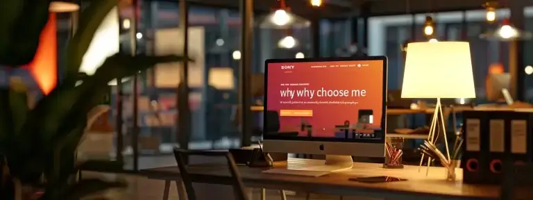 a modern office workspace showcases a sleek computer screen displaying an engaging