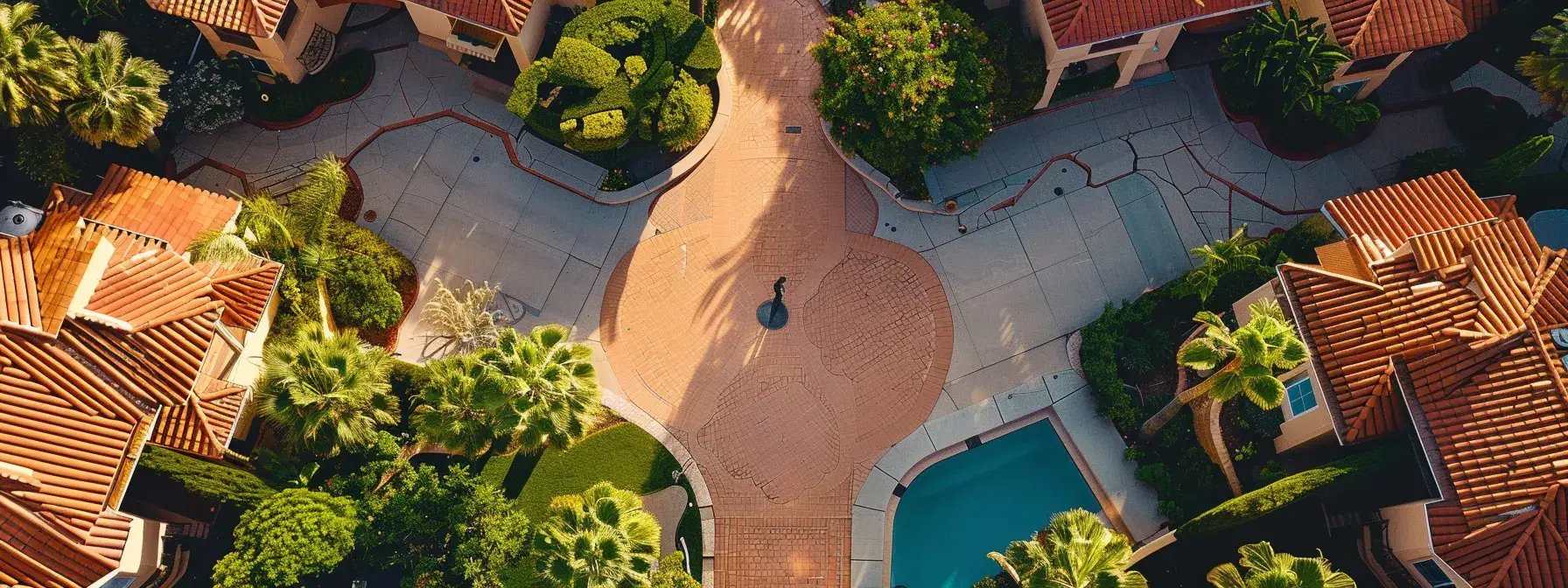 a person examining a well-maintained property surrounded by a bustling real estate market. a person examining a well-maintained property surrounded by a bustling real estate market.