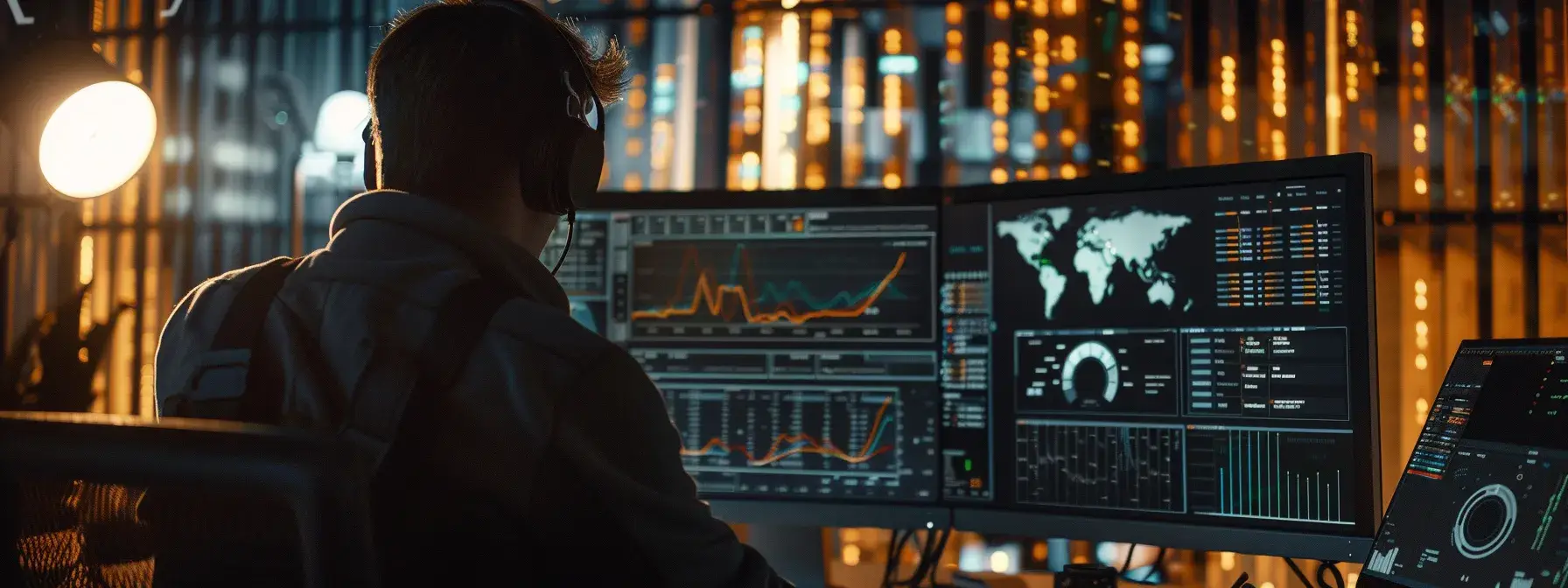 a person analyzing a detailed seo report on a computer screen, surrounded by charts and graphs, highlighting key data points that will lead to enhanced real estate investments. a person analyzing a detailed seo report on a computer screen, surrounded by charts and graphs, highlighting key data points that will lead to enhanced real estate investments.