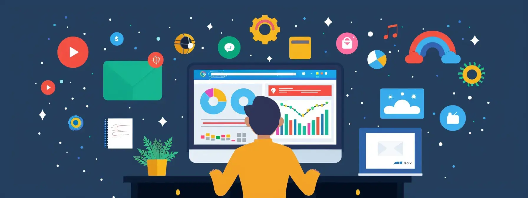 a person studying a computer screen with colorful seo plugins and analytics tools open, while brainstorming strategies for meta descriptions improvement. a person studying a computer screen with colorful seo plugins and analytics tools open, while brainstorming strategies for meta descriptions improvement.