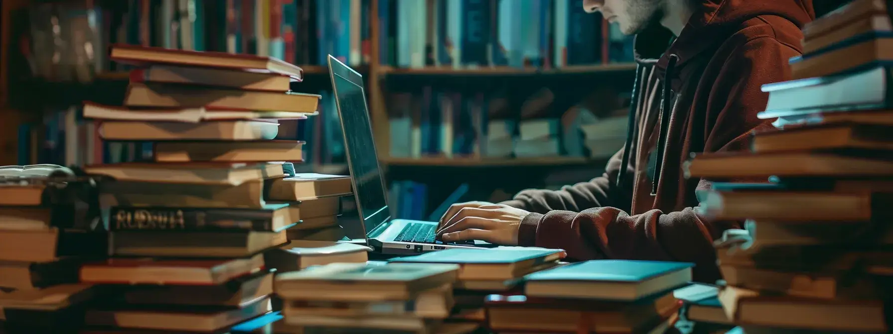 a person typing on a laptop surrounded by stacks of books, creating a comprehensive and in-depth article for boosting seo performance. a person typing on a laptop surrounded by stacks of books, creating a comprehensive and in-depth article for boosting seo performance.