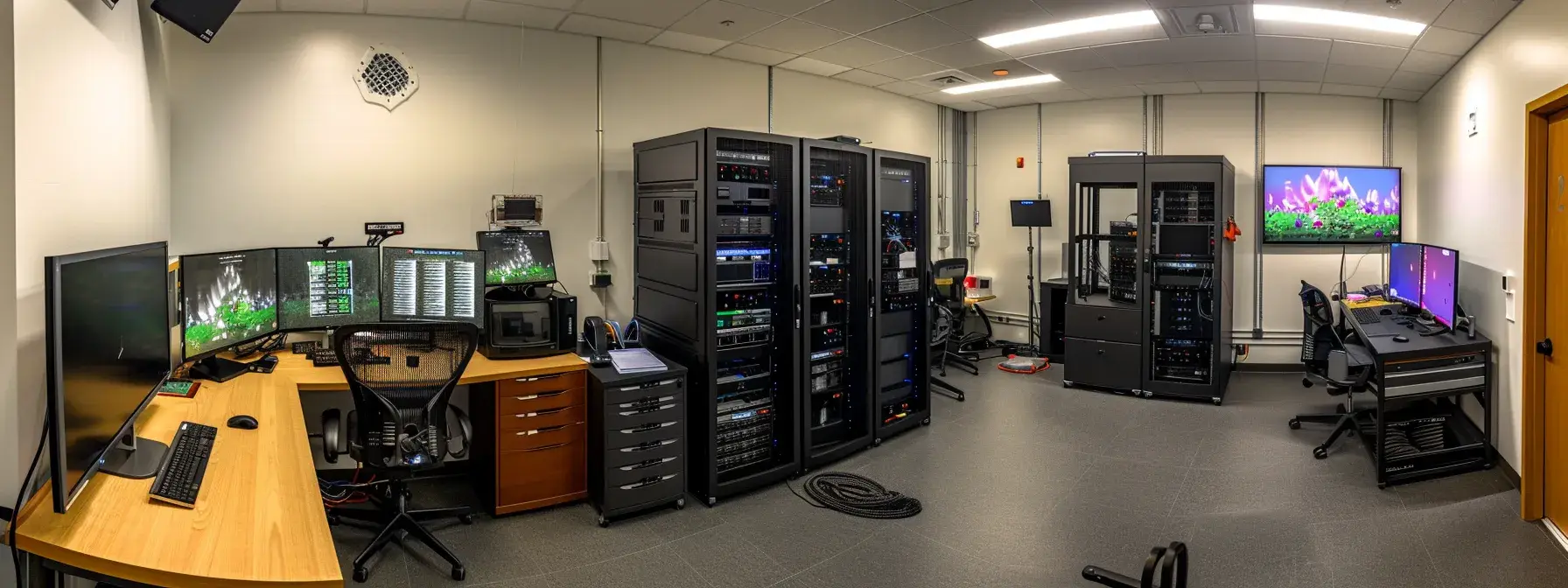 a sleek, modern server room filled with state-of-the-art equipment, enhancing speed and performance for a real estate investor website. a sleek, modern server room filled with state-of-the-art equipment, enhancing speed and performance for a real estate investor website.