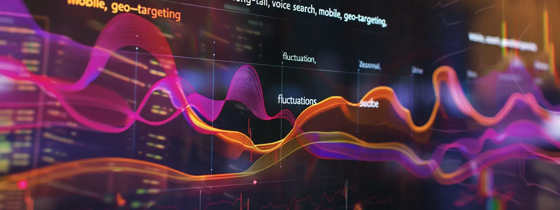 a close-up shot of a computer screen displaying a colorful graph of keyword trends in real estate investing, with keywords like a close-up shot of a computer screen displaying a colorful graph of keyword trends in real estate investing, with keywords like
