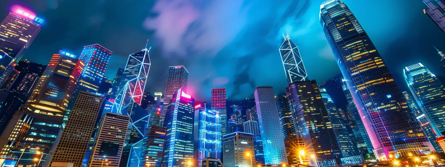 a futuristic cityscape with multicolored neon lights illuminating skyscrapers, reflecting the integration of artificial intelligence and multilingual keywords in rei marketing strategies. a futuristic cityscape with multicolored neon lights illuminating skyscrapers, reflecting the integration of artificial intelligence and multilingual keywords in rei marketing strategies.