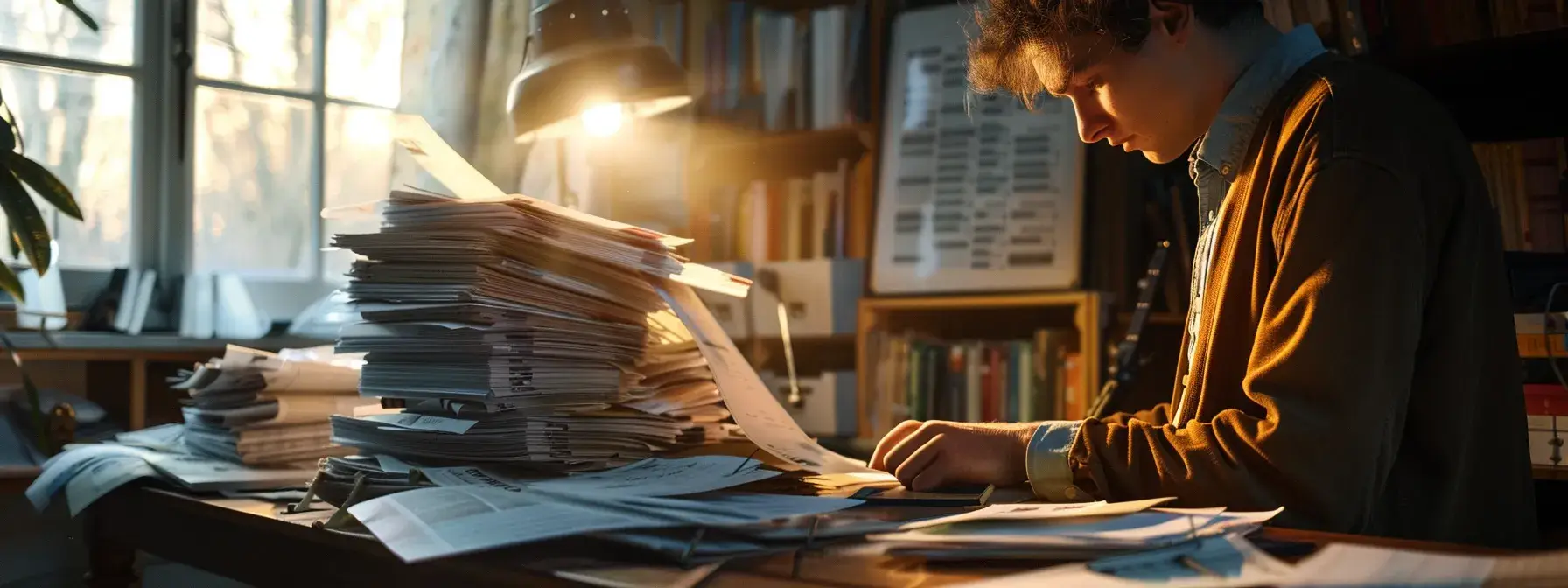 a person meticulously reviewing a stack of papers labeled with different website pages, analyzing their relevance and engagement levels to enhance online visibility. a person meticulously reviewing a stack of papers labeled with different website pages, analyzing their relevance and engagement levels to enhance online visibility.