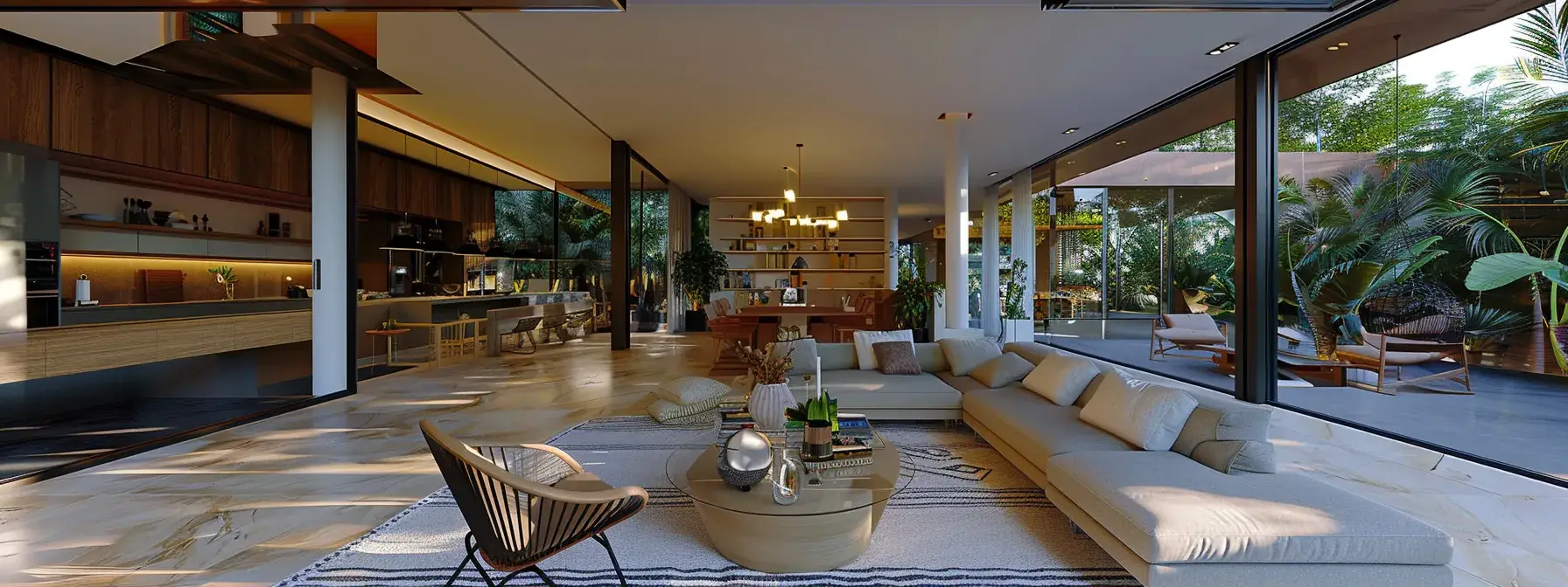a sleek, modern mobile interface displaying a stunning virtual property tour with intuitive search features and interactive maps. a sleek, modern mobile interface displaying a stunning virtual property tour with intuitive search features and interactive maps.