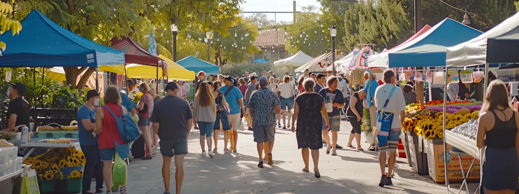 a vibrant and bustling local farmers market with vendors engaging with customers through social media platforms to boost their seo efforts. a vibrant and bustling local farmers market with vendors engaging with customers through social media platforms to boost their seo efforts.