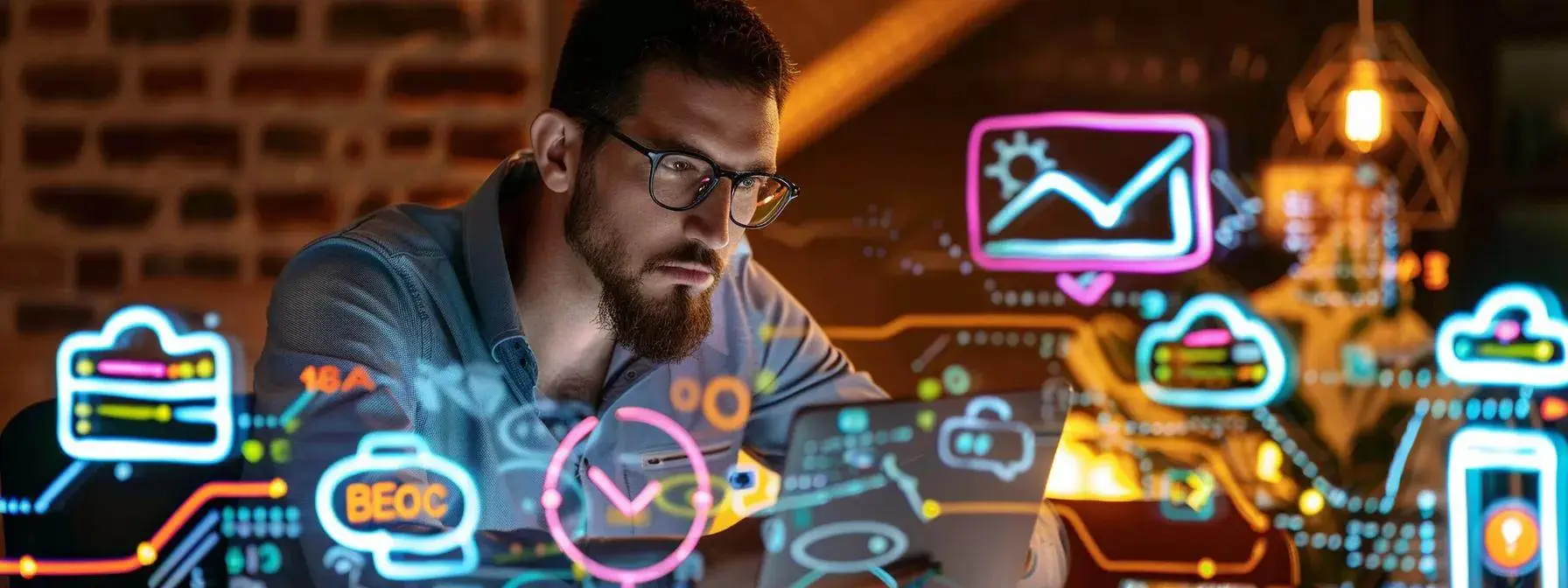 a focused seo specialist analyzing keyword opportunities on a computer screen, surrounded by notes and charts, highlighting a strategic approach to keyword research. a focused seo specialist analyzing keyword opportunities on a computer screen, surrounded by notes and charts, highlighting a strategic approach to keyword research.