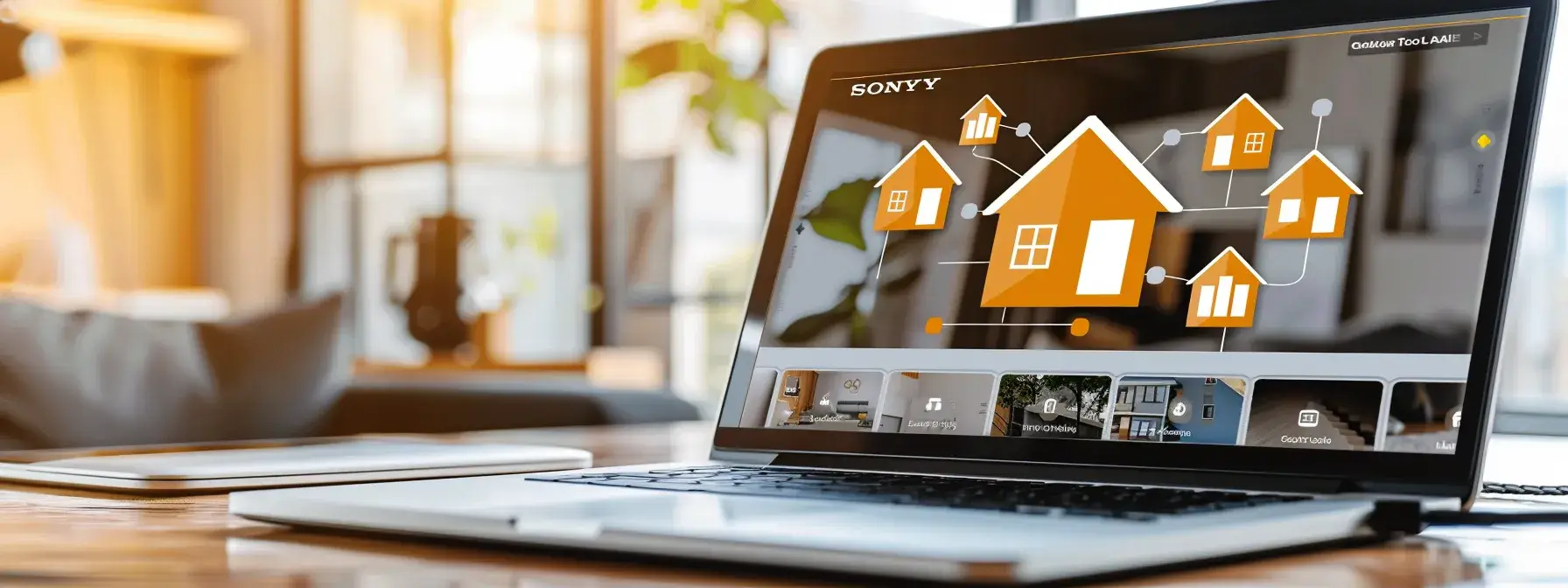 a modern real estate website displayed on a sleek laptop screen, showcasing a clean layout with clear property listings and a user-friendly interface. a modern real estate website displayed on a sleek laptop screen, showcasing a clean layout with clear property listings and a user-friendly interface.