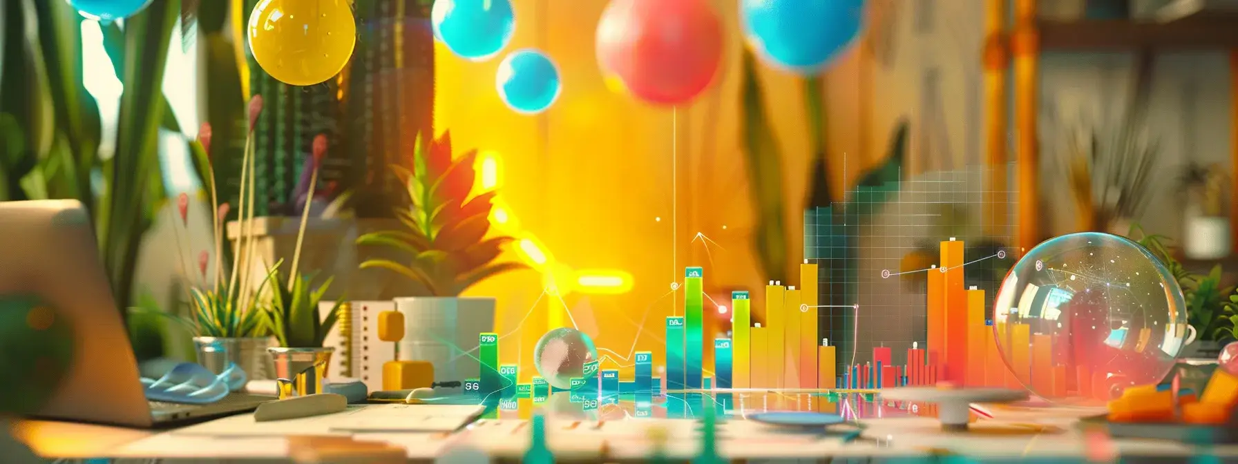 a person analyzing a colorful graph chart with various seo metrics and kpis, surrounded by data analysis tools and a laptop. a person analyzing a colorful graph chart with various seo metrics and kpis, surrounded by data analysis tools and a laptop.