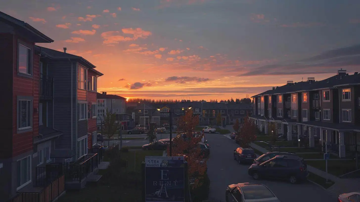 a captivating urban landscape at sunset, showcasing a vibrant neighborhood with beautifully designed homes, while a banner displaying a powerful real estate slogan gracefully floats above, symbolizing community connection and service excellence. a captivating urban landscape at sunset, showcasing a vibrant neighborhood with beautifully designed homes, while a banner displaying a powerful real estate slogan gracefully floats above, symbolizing community connection and service excellence.