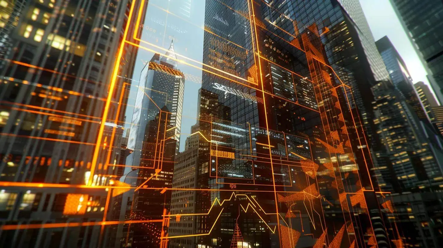 a dynamic graph showcasing key customer service performance metrics in real estate, illuminated by light, emphasizing growth and transformation against a backdrop of sleek, modern city skyscrapers. a dynamic graph showcasing key customer service performance metrics in real estate, illuminated by light, emphasizing growth and transformation against a backdrop of sleek, modern city skyscrapers.