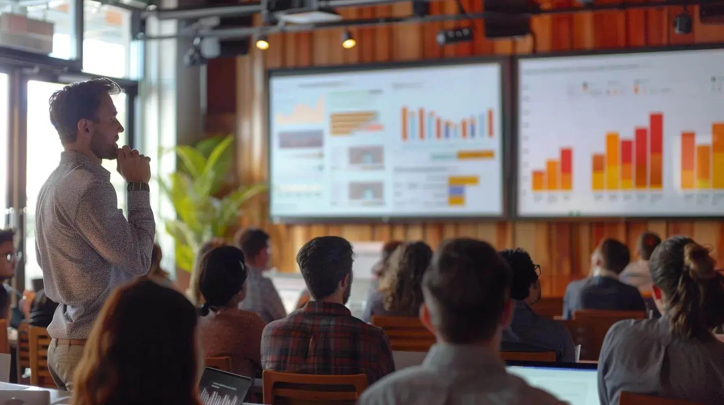 a dynamic real estate seminar in a bright conference room, featuring an engaged audience listening intently to a speaker, with vibrant presentations displayed on large screens highlighting market trends and insights. a dynamic real estate seminar in a bright conference room, featuring an engaged audience listening intently to a speaker, with vibrant presentations displayed on large screens highlighting market trends and insights.