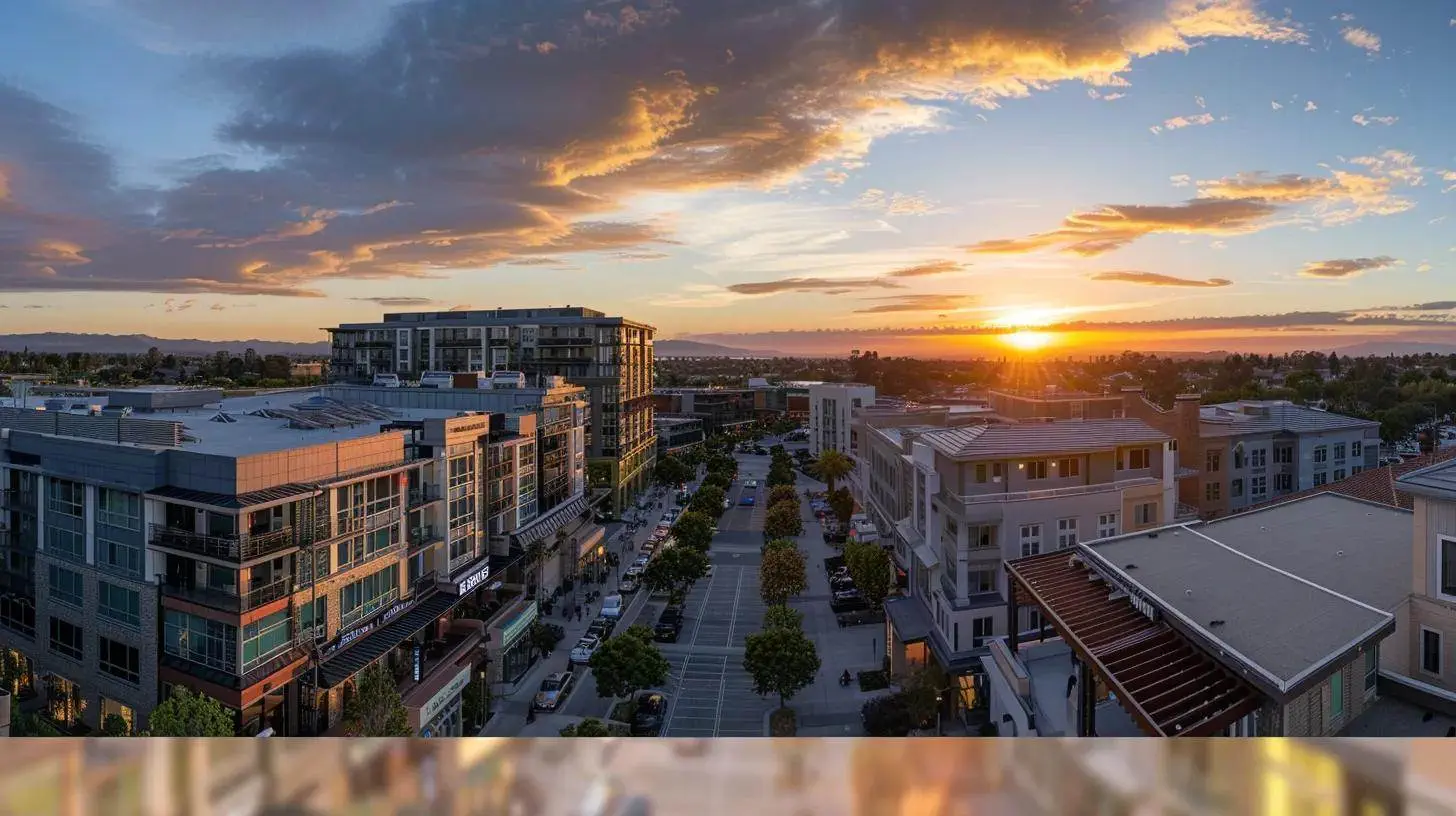 a panoramic view of a thriving urban real estate market, showcasing a diverse skyline with undervalued properties highlighted, bathed in golden sunset light to symbolize potential profit and opportunity. a panoramic view of a thriving urban real estate market, showcasing a diverse skyline with undervalued properties highlighted, bathed in golden sunset light to symbolize potential profit and opportunity.