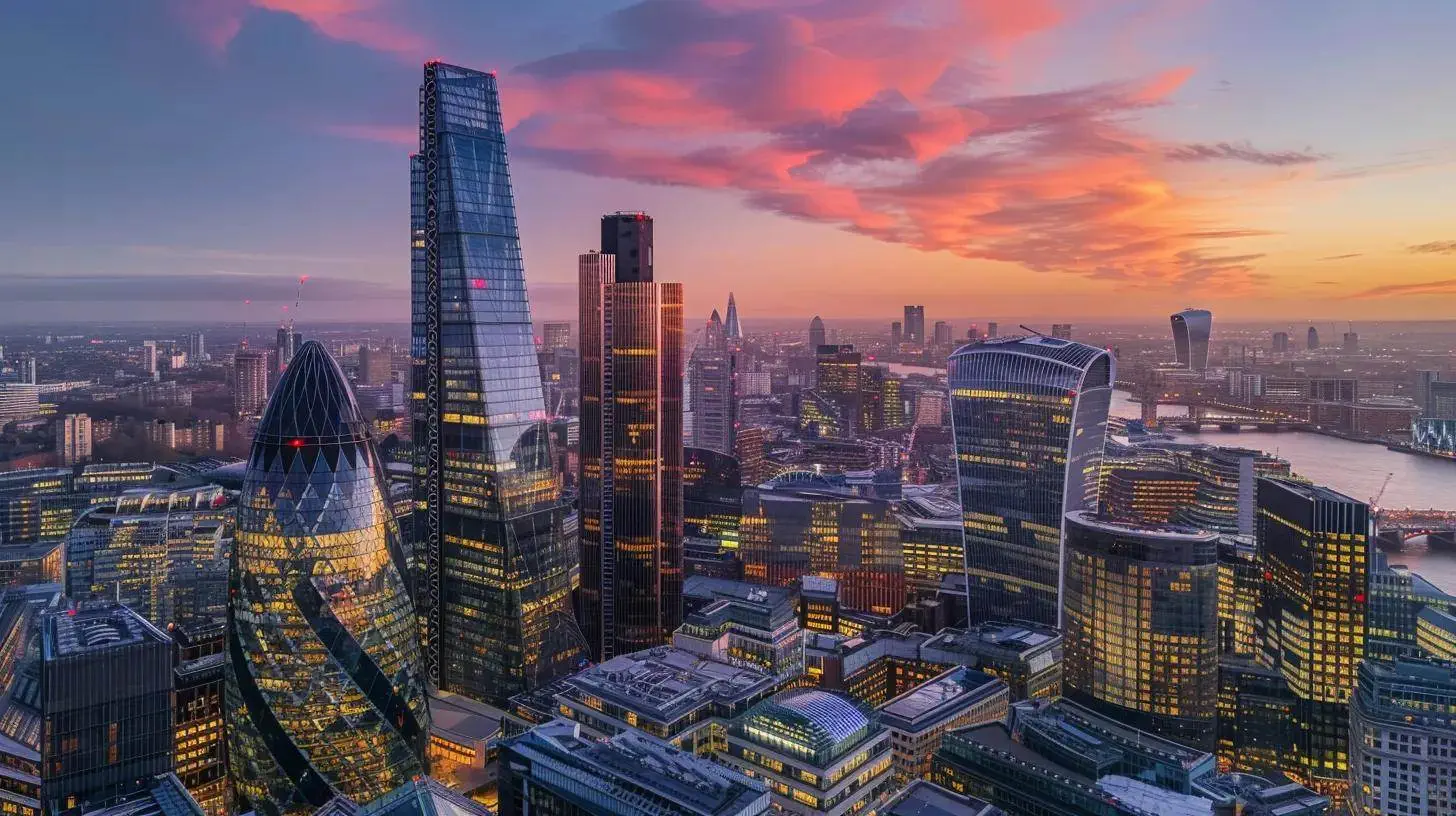 a powerful visual of a bustling city skyline at sunset, symbolizing the dynamic interplay of market and economic forces affecting investment property values, with reflections shimmering on glass buildings that evoke the potential risks and rewards of real estate investments. a powerful visual of a bustling city skyline at sunset, symbolizing the dynamic interplay of market and economic forces affecting investment property values, with reflections shimmering on glass buildings that evoke the potential risks and rewards of real estate investments.