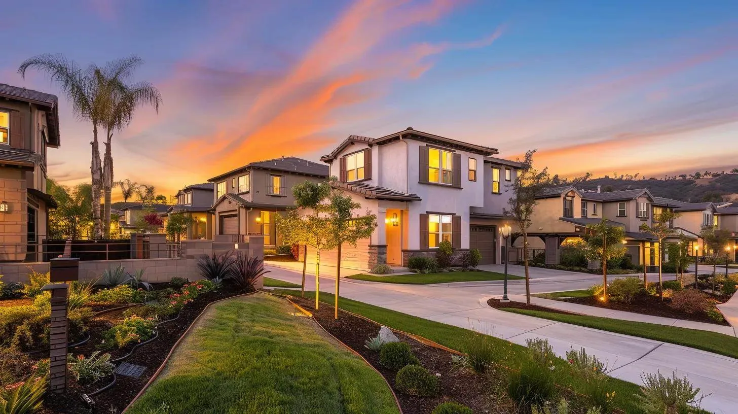 a serene panorama of a well-maintained suburban neighborhood at sunset, showcasing diverse homes with lush landscaping, symbolizing the long-term stability and resilience of real estate investments. a serene panorama of a well-maintained suburban neighborhood at sunset, showcasing diverse homes with lush landscaping, symbolizing the long-term stability and resilience of real estate investments.