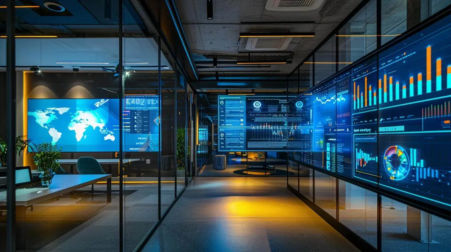 a sleek, modern office space showcases advanced digital displays of property valuation analytics, with vibrant graphs and charts illustrating market trends and cap rate manipulations under bright, focused lighting. a sleek, modern office space showcases advanced digital displays of property valuation analytics, with vibrant graphs and charts illustrating market trends and cap rate manipulations under bright, focused lighting.