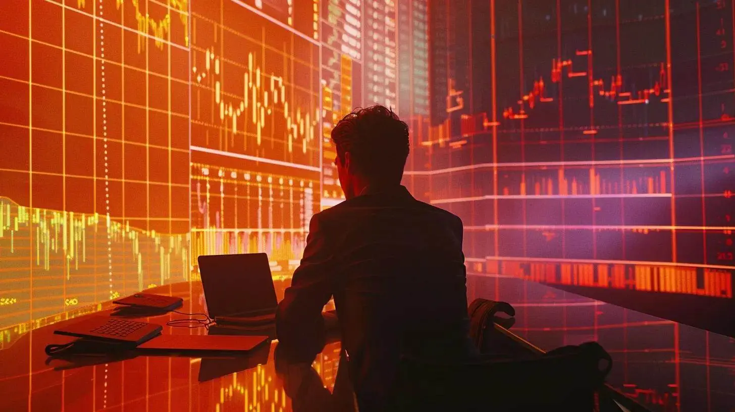 a sophisticated financial analyst intently examines a dynamic projection chart on a sleek digital screen, surrounded by vibrant graphical data visualizations that illuminate the challenges and trends in risk assessment. a sophisticated financial analyst intently examines a dynamic projection chart on a sleek digital screen, surrounded by vibrant graphical data visualizations that illuminate the challenges and trends in risk assessment.