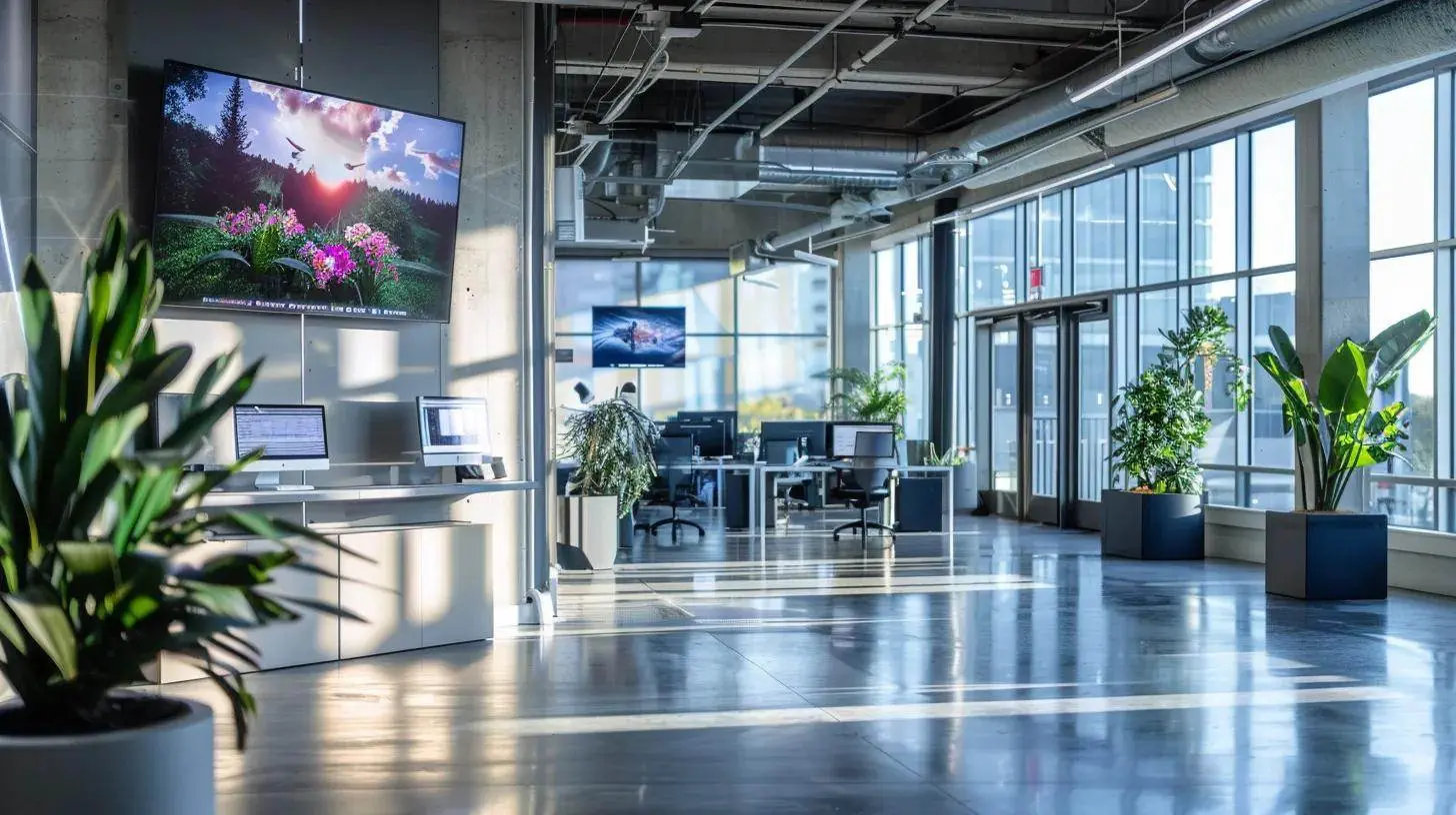 a vibrant and modern workspace filled with inspiring real estate logo designs displayed prominently on sleek digital screens, illuminated by natural light streaming through large windows, conveying creativity and professional branding. a vibrant and modern workspace filled with inspiring real estate logo designs displayed prominently on sleek digital screens, illuminated by natural light streaming through large windows, conveying creativity and professional branding.