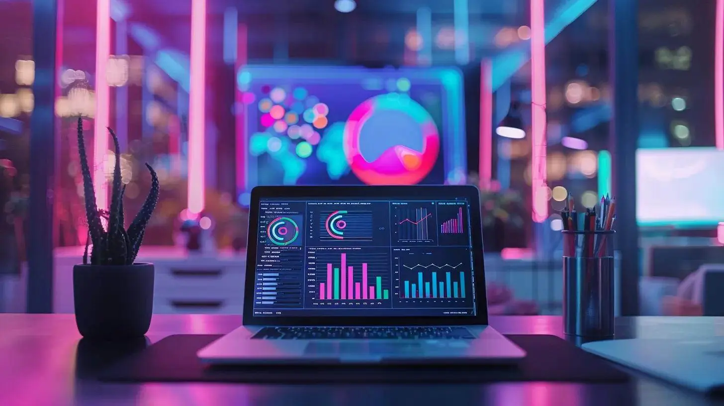 a vibrant, high-tech workspace showcases a sleek laptop displaying mobile seo analytics, surrounded by futuristic devices and colorful graphs that symbolize data-driven strategies for enhancing mobile user engagement. a vibrant, high-tech workspace showcases a sleek laptop displaying mobile seo analytics, surrounded by futuristic devices and colorful graphs that symbolize data-driven strategies for enhancing mobile user engagement.