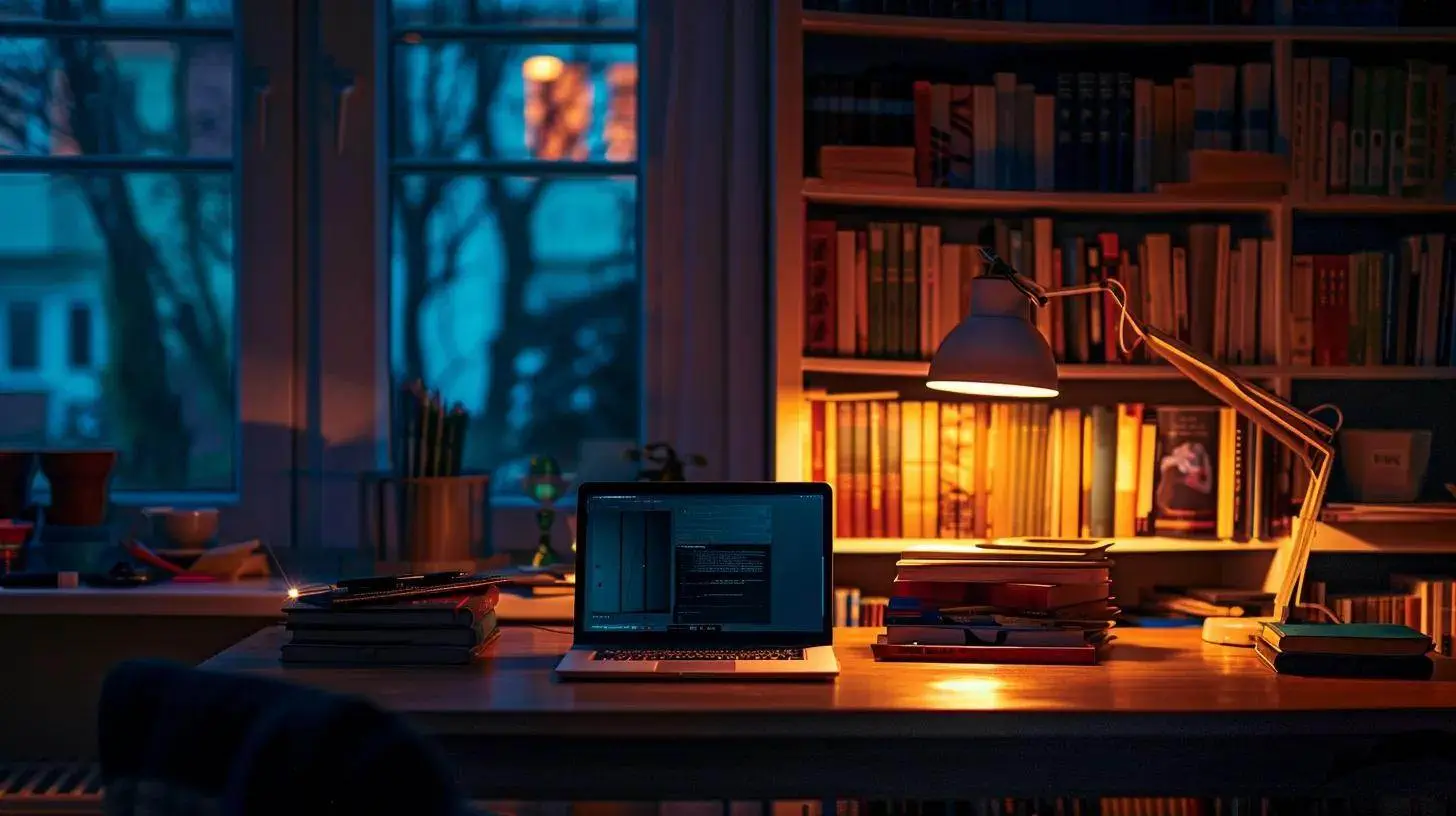 a vibrant study scene illuminated by warm natural light, featuring an open laptop displaying real estate course materials alongside a stack of insightful books, symbolizing the journey of continuous learning for success in real estate market analysis. a vibrant study scene illuminated by warm natural light, featuring an open laptop displaying real estate course materials alongside a stack of insightful books, symbolizing the journey of continuous learning for success in real estate market analysis.