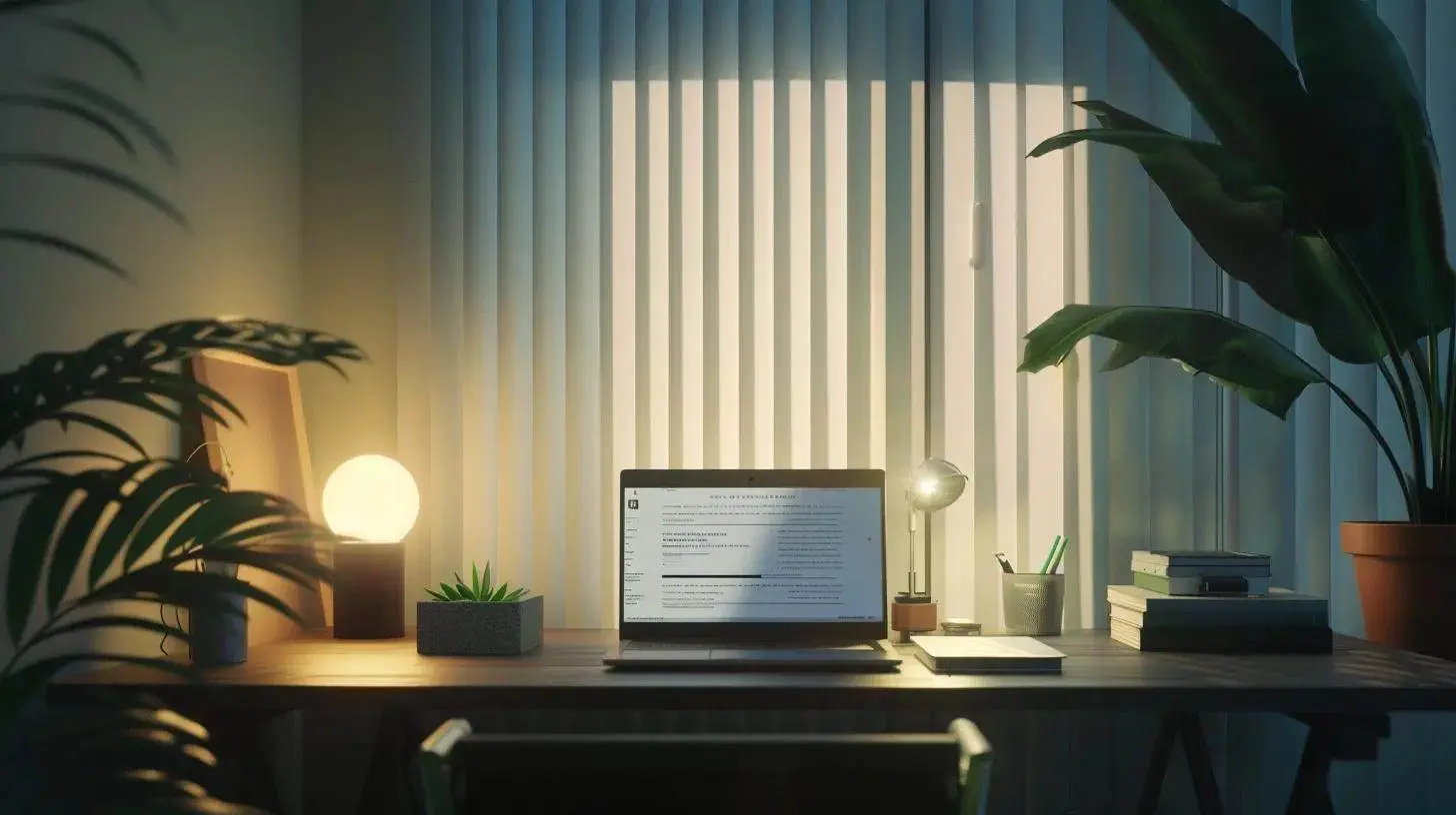 a visually striking scene featuring an open laptop on a sleek desk, illuminated by soft natural light, displaying an engaging blog post about real estate, surrounded by professional elements like a potted plant and a stack of case study documents, symbolizing authority and expertise in the field. a visually striking scene featuring an open laptop on a sleek desk, illuminated by soft natural light, displaying an engaging blog post about real estate, surrounded by professional elements like a potted plant and a stack of case study documents, symbolizing authority and expertise in the field.