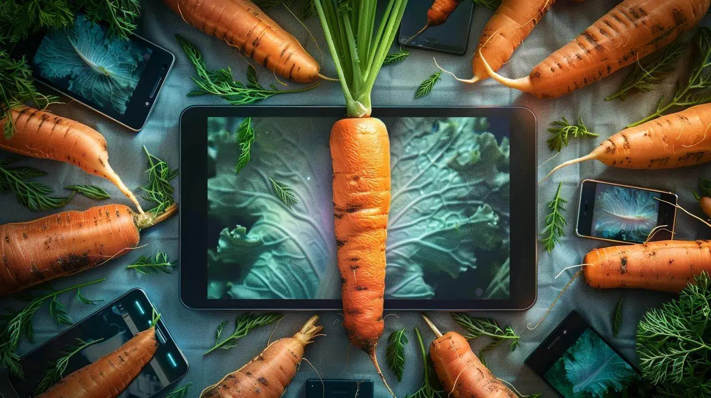 a visually stunning close-up of a vibrant carrot surrounded by various digital devices displaying an elegantly responsive website design, symbolizing seamless mobile optimization. a visually stunning close-up of a vibrant carrot surrounded by various digital devices displaying an elegantly responsive website design, symbolizing seamless mobile optimization.