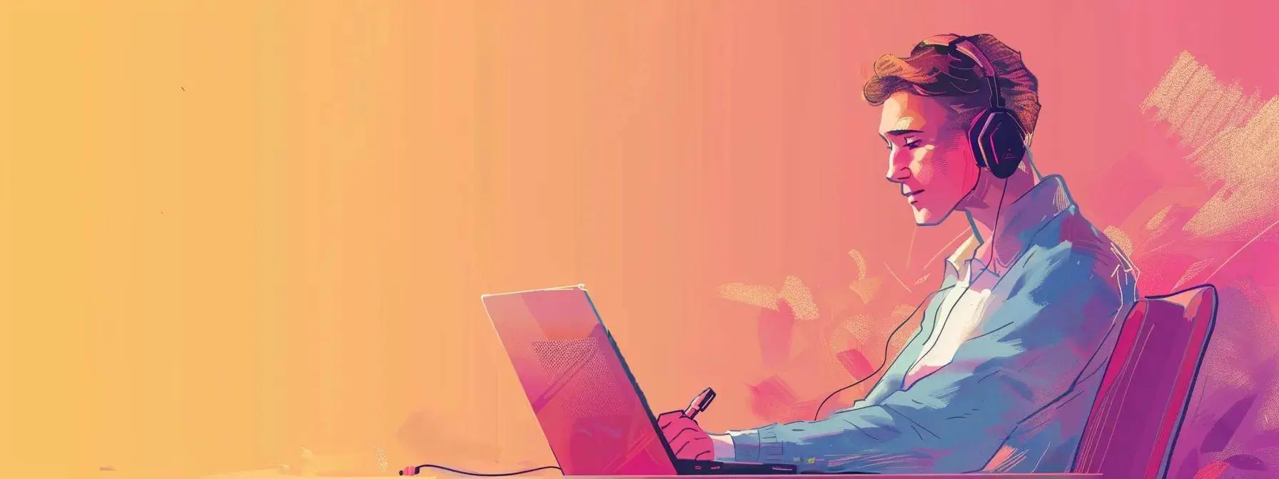 a man writing a content on pc or laptop