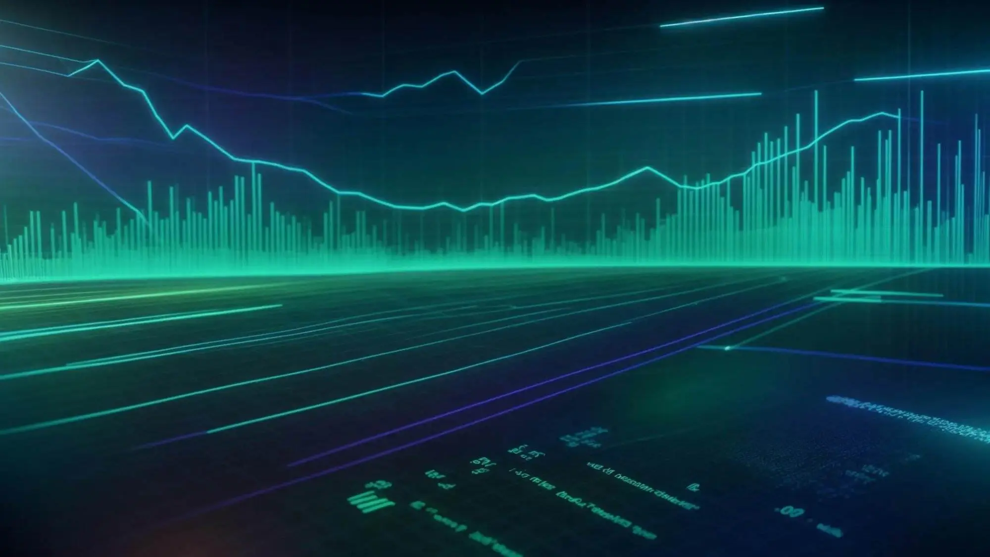 a vibrant and dynamic visual of a digital landscape featuring intricate graphs and analytical tools, symbolizing the power of competitive intelligence to enhance seo strategies, illuminated by a futuristic blue and green color palette.