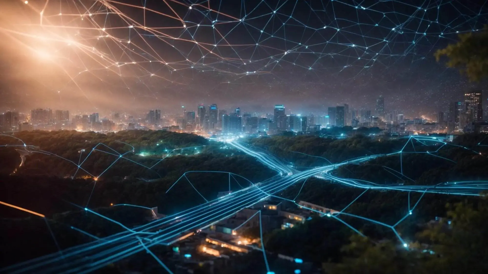 a vibrant digital landscape showcasing a glowing, intricate network of keywords interconnected by luminous lines, symbolizing the pathway to success through innovative white label strategies.