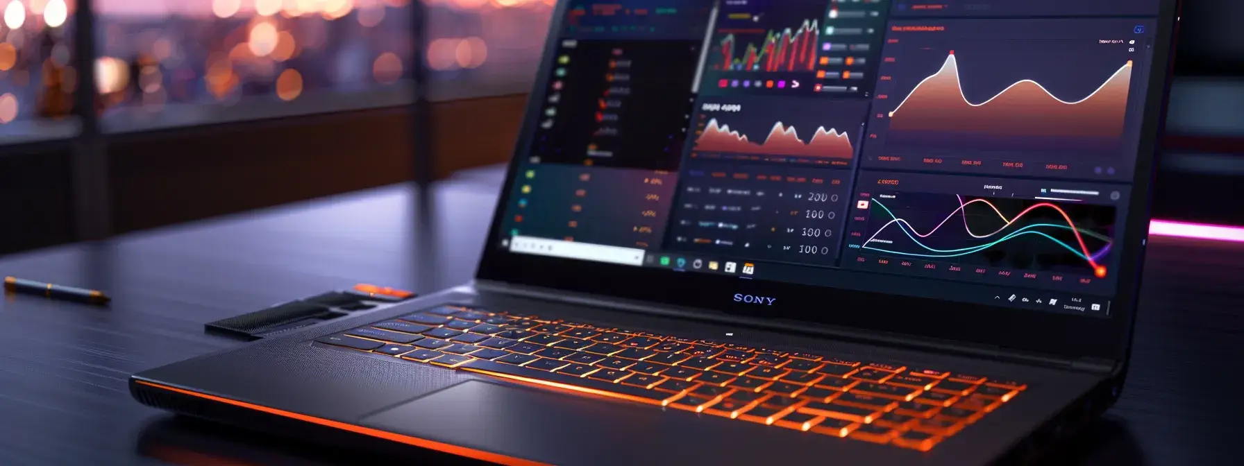 a close-up of a sleek laptop screen displaying vibrant graphs and analytics dashboards, illuminated by soft natural light, symbolizing the meticulous preparation for a technical seo audit.