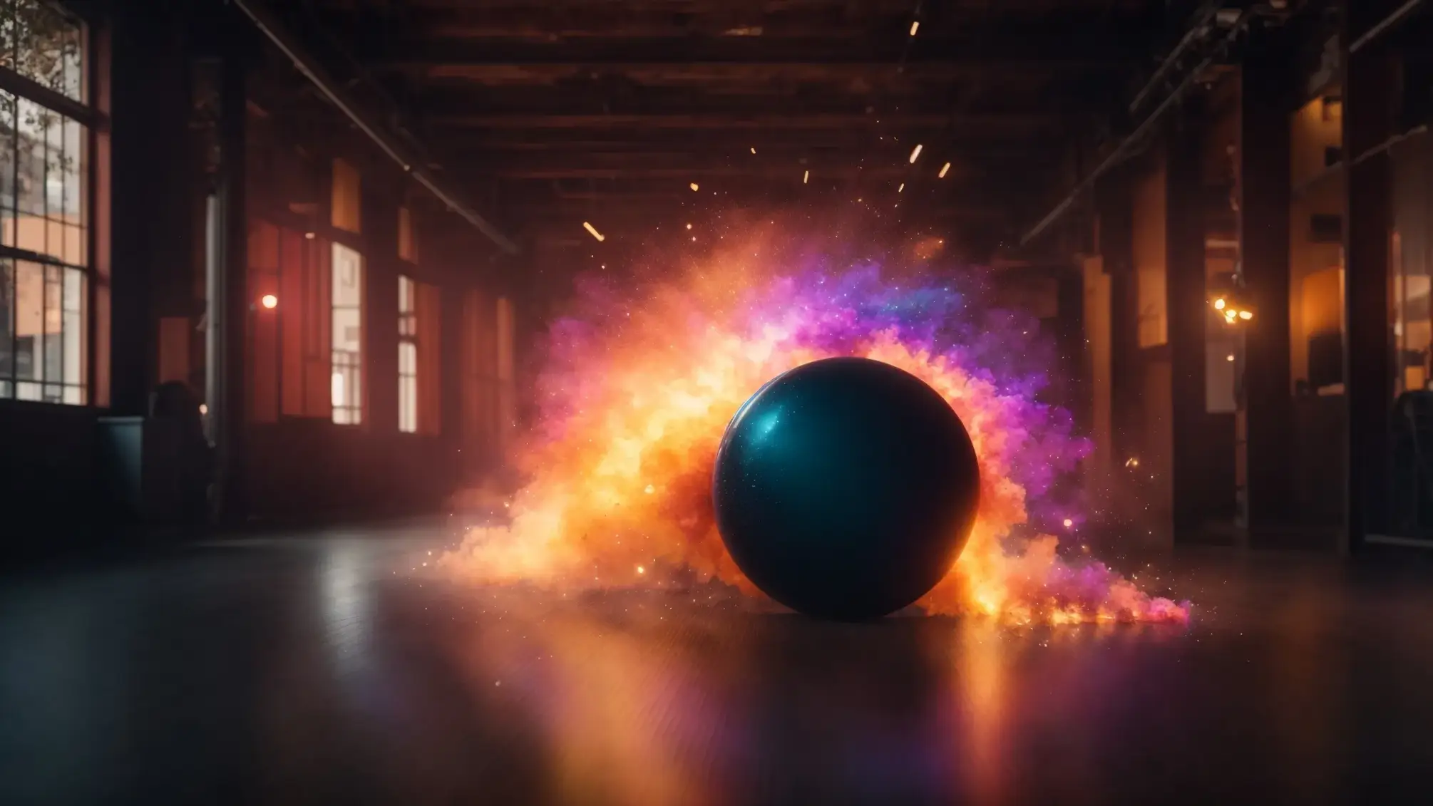a dynamic composition showcasing a dazzling explosion of color emanating from a glowing search bar, symbolizing the unlocking of digital success through innovative visual search optimization techniques.