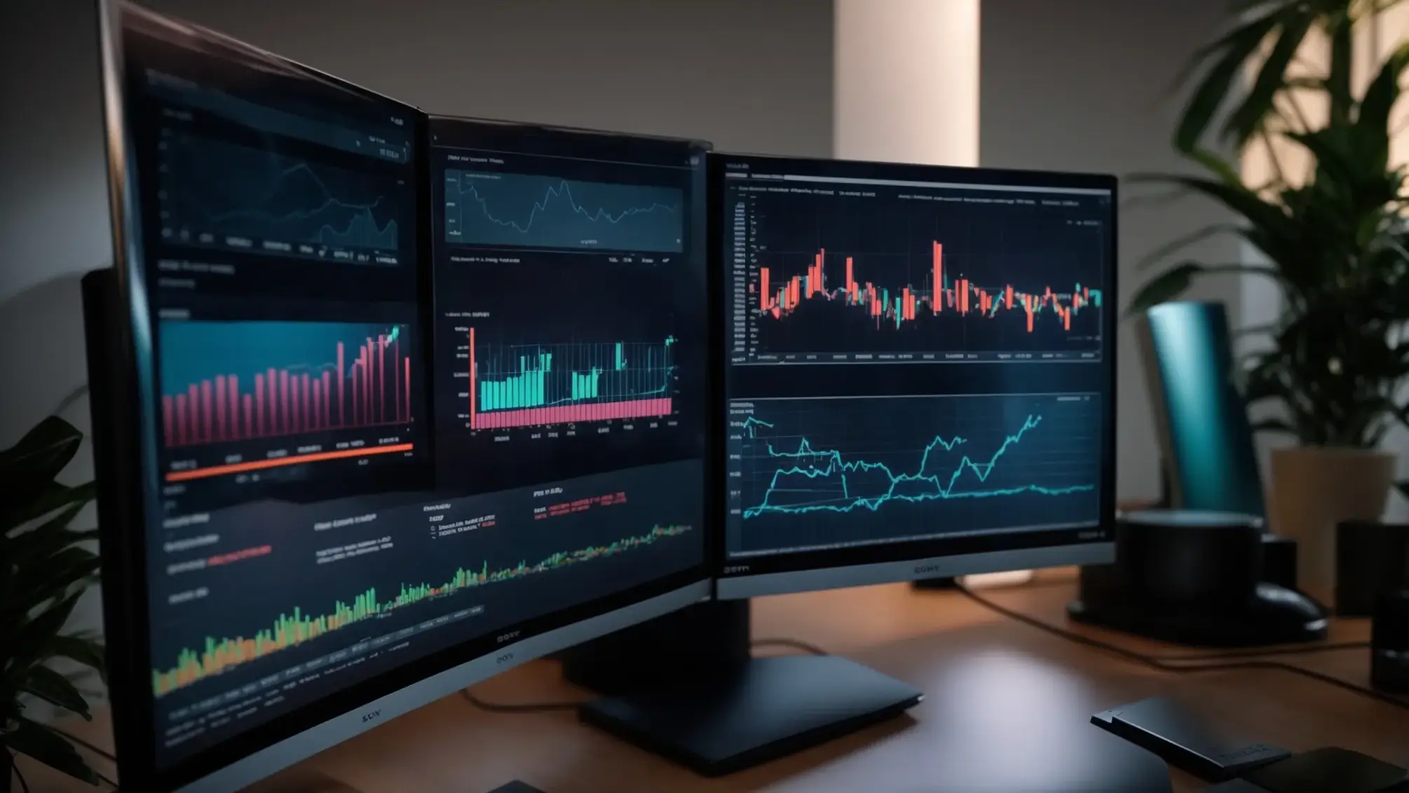 a visually dynamic and informative scene showcases a computer screen displaying vibrant graphs and analytics, symbolizing the mastery of seo performance tracking in a modern office setting, illuminated by soft, focused lighting.