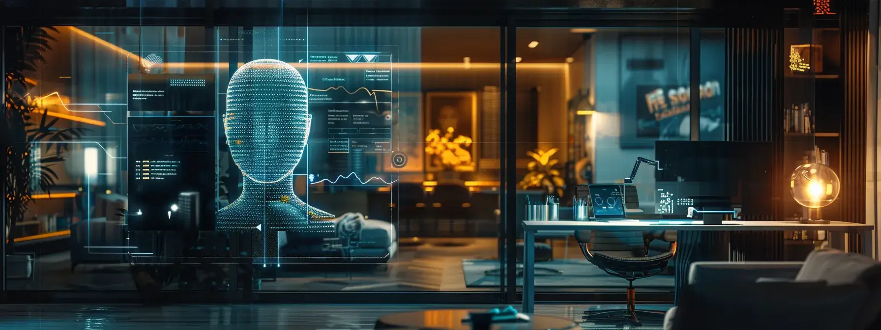 a sleek, modern chatbot interface displays real-time interactions, capturing the dynamic flow of client inquiries in a digitally enhanced realtor's workspace, illuminated by soft ambient lighting.