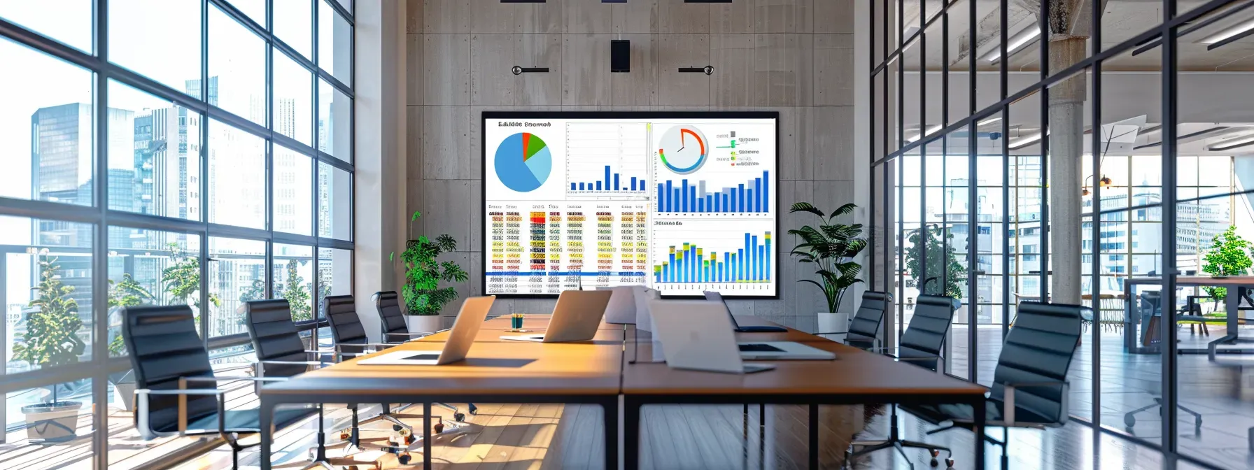 a sleek, modern office setting features a large screen displaying colorful heatmaps and analytics graphs, capturing the essence of data-driven insights into user behavior on a realtor site.