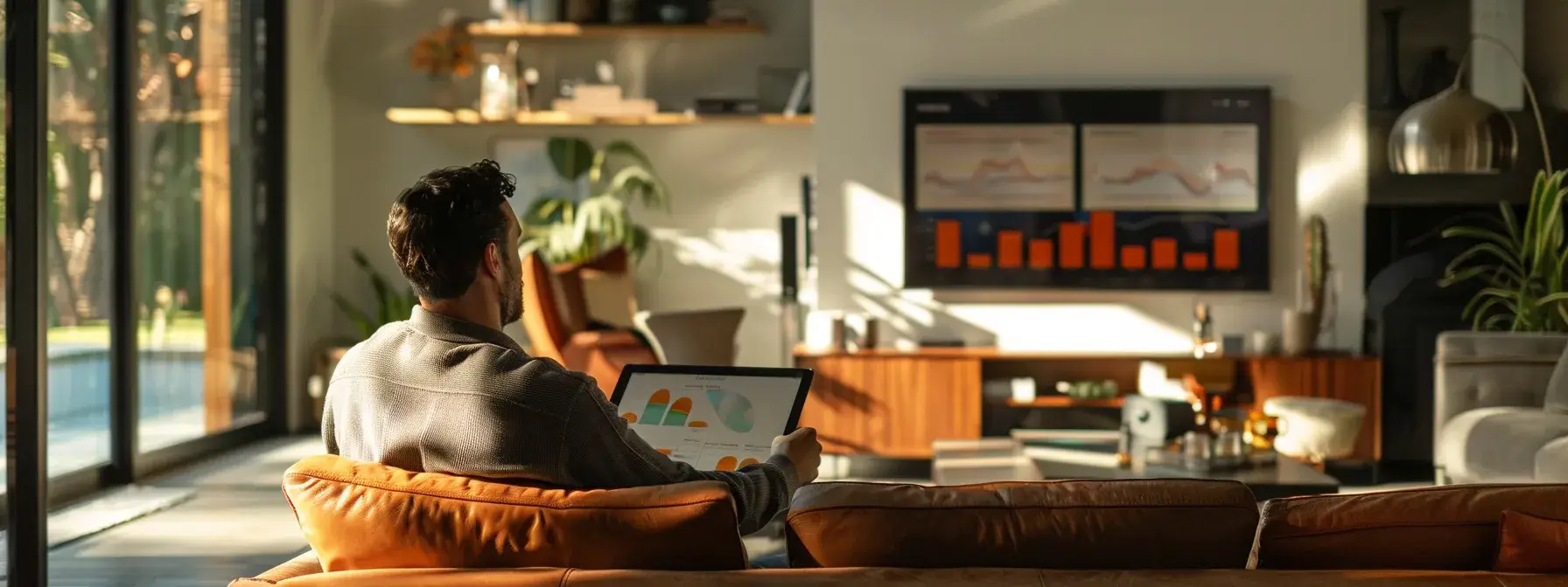 a striking, well-lit image of a realtor analyzing vibrant graphs and data projections on a sleek digital tablet, embodying the theme of clarity and reliability in a/b testing for real estate marketing.