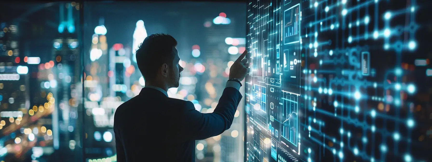 a dynamic office scene showcases a focused real estate professional analyzing a digital interface filled with probate listings and market analytics, embodying the strategic pursuit of motivated seller leads.