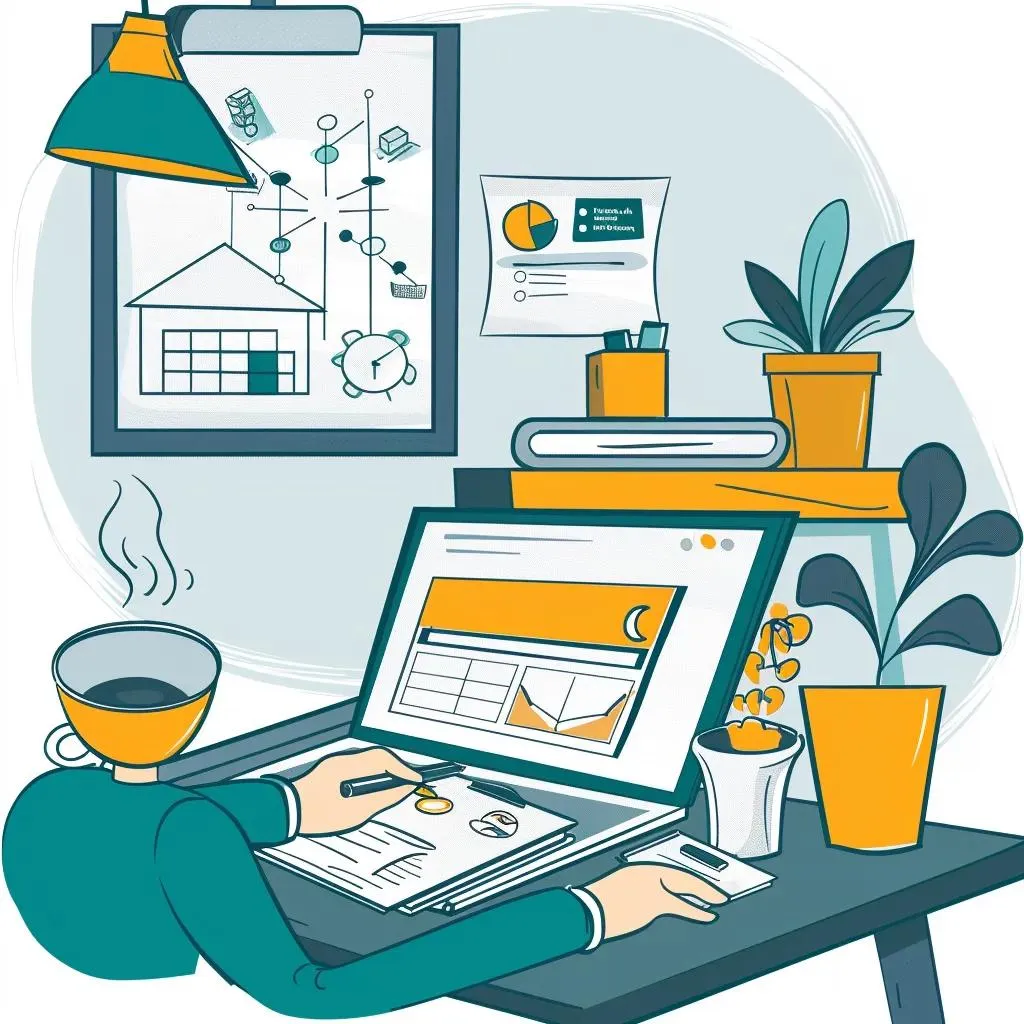 Person analyzing SEO strategies for real estate in a cozy home office