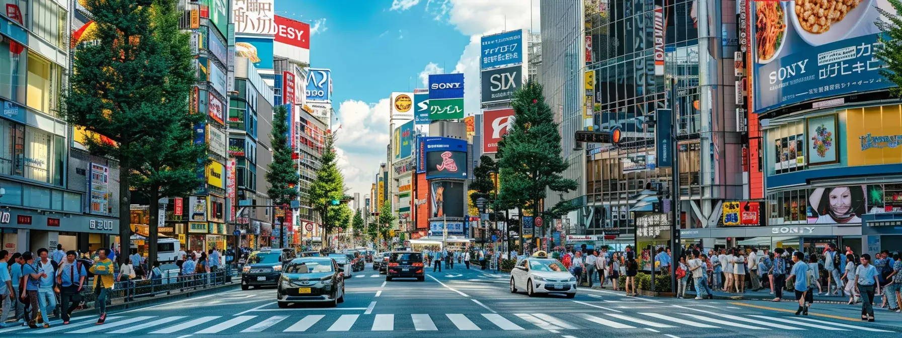 a vibrant, bustling city street with constantly changing billboards and digital screens showcasing updated information and engaging the passing crowd.