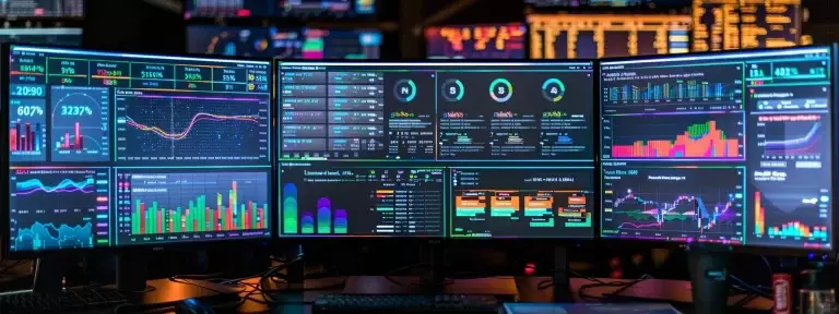 a computer screen displaying colorful graphs and charts showing various seo kpis and data metrics.