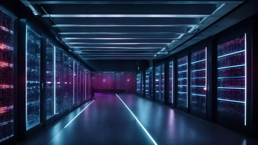 a futuristic data center vibrantly illuminated by dynamic led lights, showcasing seamless streams of information flowing through advanced semantic search technology, exuding a sense of innovation and intelligence.