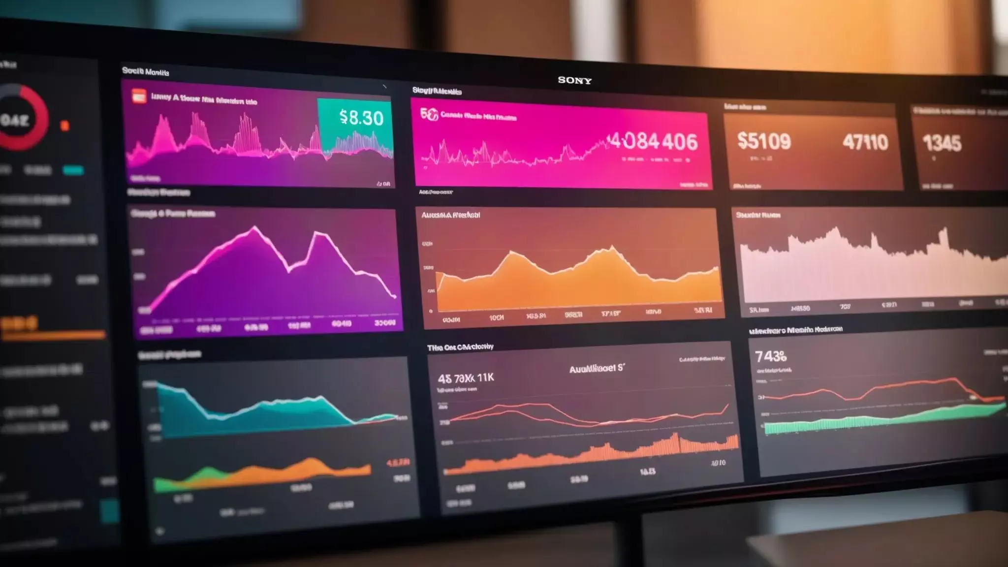 a visually captivating dashboard display of google analytics showing vibrant graphs and metrics that highlight the process of identifying backlinks, illuminated by soft, focused lighting in a modern office setting.