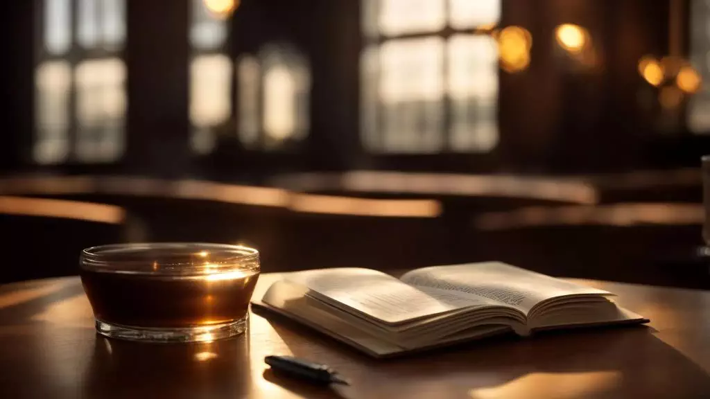 an open notebook rests on a rustic wooden desk, surrounded by a soft glow of warm light, with visually appealing low competition keywords elegantly highlighted, symbolizing clarity and insight in digital marketing strategy.