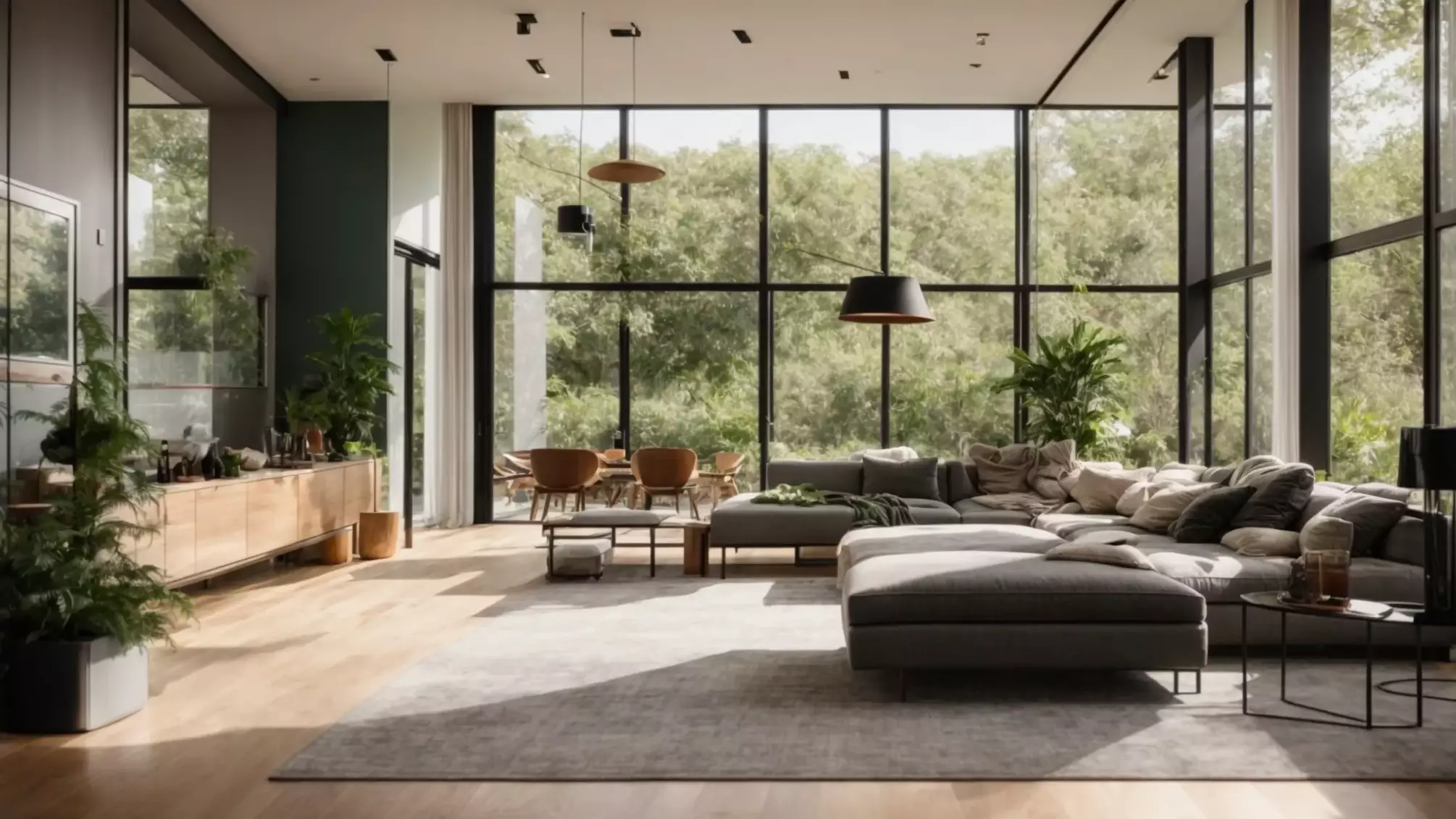 a vibrant real estate showcase featuring a stylish modern home, flooded with natural light, emphasized by lush green landscaping and an inviting atmosphere that represents the allure of engaging property content.