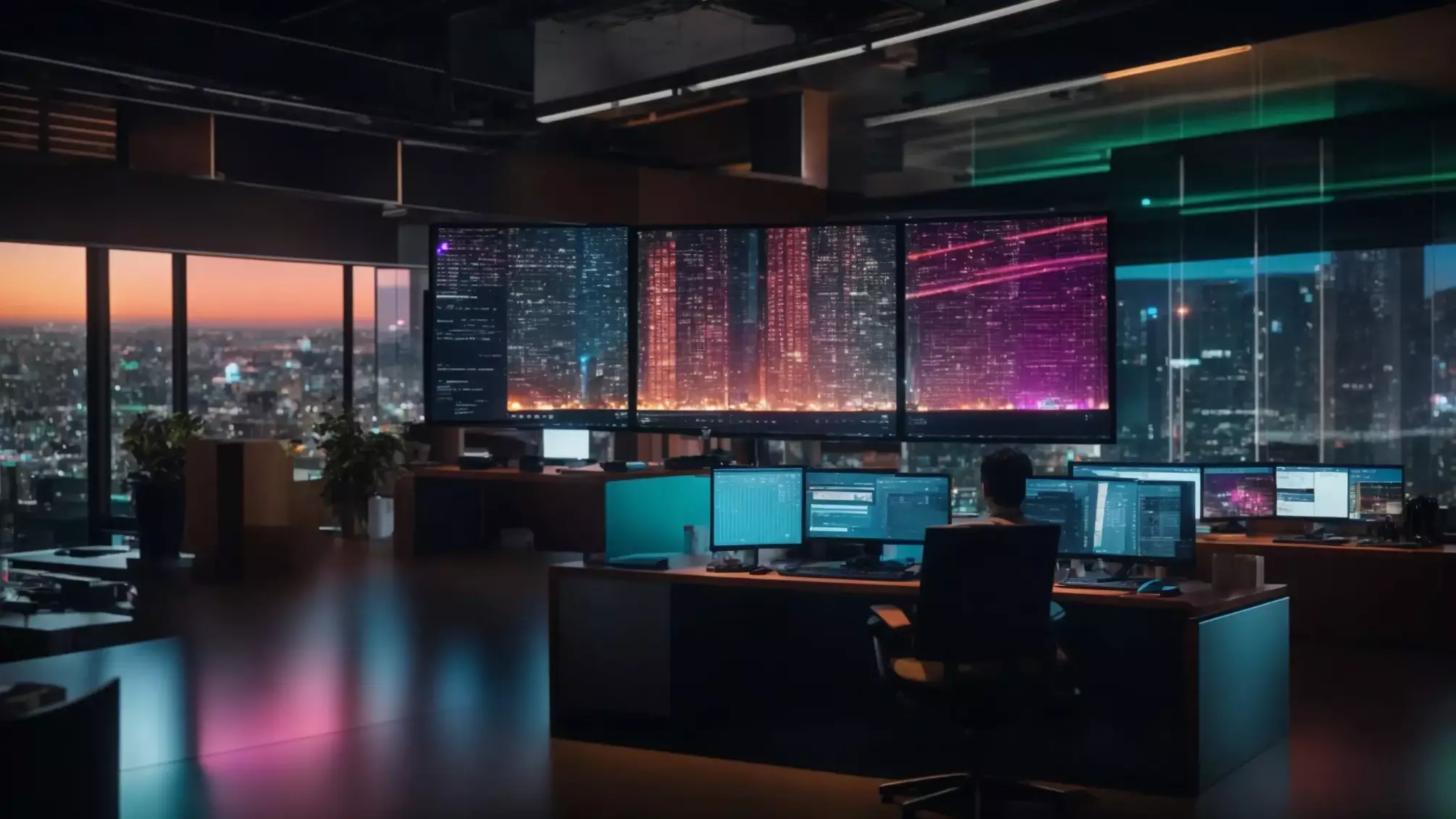 an eye-catching digital workspace featuring a vibrant computer screen displaying analytics and optimization tools, illuminated by soft office lighting, symbolizing the power of resolving duplicate content to enhance seo.